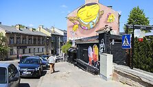 Grafitis su Donaldo Trumpo ir Vladimiro Putino bučiniu