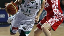 Slovėnijos ir Rusijos komandų rungtynių akimirka