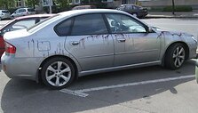Taip atrodo vienas i&scaron; Vilniuje suniokotų &bdquo;Subaru Legacy&ldquo; automobilių.