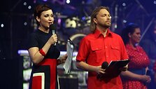Renginio vedėjai E.Kernagytė ir M.Starkus