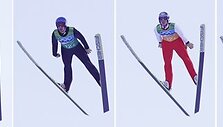 Austrijos &scaron;iuolių nuo tramplino rinktinė (i&scaron; kairės) &ndash; W.Loitzlas, A.Kofleris, Th.Morgensternas ir G.Schlierenzaueris &ndash; varžovus pranoko visa galva