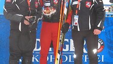 Tomas Kaukėnas (c.) su treneriais V.Korchaginu ir A.Bučeliu
