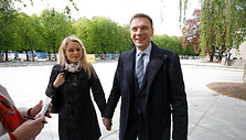 Mindaugas Puidokas balsavo kartu su žmona Indre