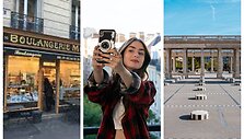 Serialo &bdquo;Emily in Paris&ldquo; herojė Emily (aktorė L.Collins) ir filmavimo vietos Paryžiuje