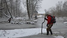 Dalį mar&scaron;ruto teko eiti skilinėjančiu ledu