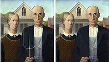 American Gothic paveikslas ir koreguota jo versija