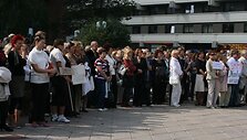 Klaipėdoje penktadienį prie&scaron; numatytą taupymo programą mitingavo Žemaitijos pedagogai.