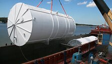 &bdquo;Klaipėdos keleivių ir krovinių terminale&ldquo; pagamintos talpyklos viena Norvegijos žuvies pramonės įmonei. 