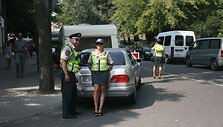 Policijos pareigūnai Jūros &scaron;ventėje. 