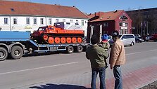 Į &Scaron;ilutę atgabenta speciali amfibija, padėsianti potvynio metu.