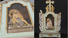 Ne&scaron;iojamas altorėlis prie&scaron; ir po restauravimo (atvežta i&scaron; Tirk&scaron;lių Kristaus Karaliaus parapijos