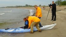 Pernai įveikti Baltijos jūrą  vyrukams sutrukdė nepalankios oro sąlygos.