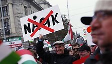 Protesto Vengrijoje akimirkos