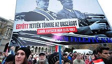 Protesto Vengrijoje akimirkos