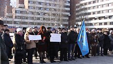 Rusakalbiai klaipėdiečiai piktinosi ketinimais uždaryti A.Rubliovo mokyklą bei teigė sieksiantys i&scaron;saugoti savo vertybes. 