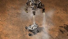 Maždaug taip turėjo atrodyti marsaeigio &bdquo;Curiosity&ldquo; nusileidimas Marse. 
