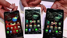 Nauji &bdquo;Motorola&ldquo; i&scaron;manieji telefonai (i&scaron; kairės) &bdquo;Droid Razr M&ldquo;, &bdquo;Droid Razr HD&ldquo; ir &bdquo;Droid Razr Maxx HD&ldquo;