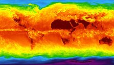 NASA palydovo &bdquo;Aqua&ldquo; infraraudonųjų spindulių davikliais i&scaron;matuota temperatūra Žemės pavir&scaron;iuje