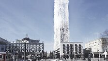 &bdquo;Belatchew Arkitekter&ldquo; siūlo papuo&scaron;ti &Scaron;vedijos sostinės centre stūksantį dangoraižį daugybe plonų plau&scaron;elių, kurie papūtus vėjui judėtų ir generuotų elektros energiją.