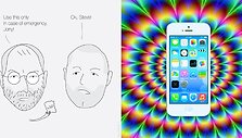 Internautai &scaron;maik&scaron;tauja, esą spalvingą &bdquo;iOS 7&ldquo; aplinką Jonathanas Ive'as sugalvojo pavartojęs narkotikų, kurie vienu metu suteikė įkvėpimo ir buvusiam &bdquo;Apple&ldquo; vadovui Steve'ui Jobsui