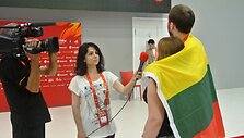 Antrojo pusfinalio vaizdai i&scaron; žiniasklaidos centro Baku