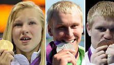 Laura Asadauskaitė, Rūta Meilutytė, Jevgenijus &Scaron;uklinas, Evaldas Petrauskas ir Aleksandras Kazakevičius.