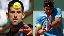 Novakas Džokovičius prie&scaron; Juaną Martiną Del Potro.
