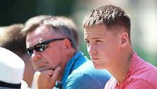Mačą stebėjo ir R.Berankis su treneriu R.Balžeku