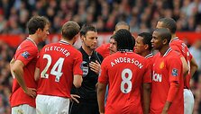&bdquo;Manchester United&ldquo; futbolininkai priekai&scaron;tauja teisėjui