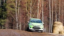 &bdquo;OKarte Autosporta Akademija&ldquo; organizuotų &bdquo;Ford Fiesta R2&ldquo; bandymų Latvijoje akimirka
