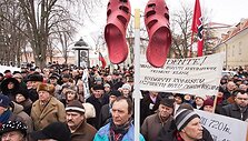 Protestuotojai Daukanto aik&scaron;tėje