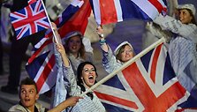Londono olimpinių žaidynių uždarymo ceremonijos akimirka