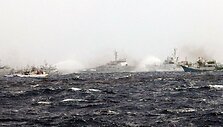 Japonijos pakrančių sargybos ir Taivano žvejų laivai netoli Senkaku salos