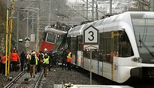 Traukinių avarijos vietoje