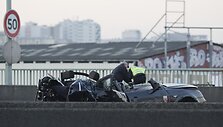 Sudužęs Prancūzijos policijos automobilis