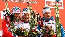 Marit Bjoergen, Therese Johaug ir Yulia Tchekaleva