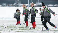 Lietuvos moterų futbolo rinktinės treniruotė