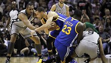 San Antonijaus &bdquo;Spurs&ldquo; ir &bdquo;Golden State Warriors&ldquo; rungtynių akimirka
