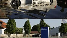Automobilių stovėjimo aik&scaron;telė prie BMW parduotuvės Degendorfe 2013 m. birželio 8 d. (vir&scaron;uje) ir 2013 m. birželio 21 d. (apačioje)