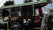 Autobusas po avarijos Rusijoje