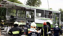 Autobusas po avarijos Rusijoje