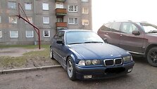 Ant pievos pastatytas BMW automobilis