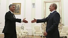 &Scaron;veicarijos prezidentas Didieris Burkhalteris ir Rusijos prezidentas Vladimiras Putinas