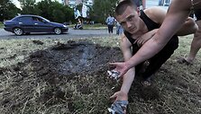 Artilerijos sviedinio sprogimo vieta Slovjanske