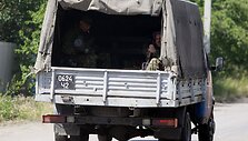 Prorusi&scaron;ki teroristai netoli Krasnyj Limano miestelio, Ukrainoje.