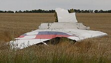 Numu&scaron;to &bdquo;Malaysia Airlines&ldquo; lėktuvo nuolaužos Donecke, Ukrainoje.
