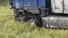 Vilkikas po avarijos kelyje Alytus &ndash; Simnas &ndash; Kalvarija