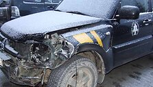 Pasieniečių automobilis, kurį taranavo sprunkantys kontrabandininkai 