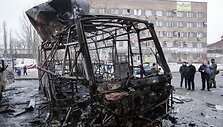 Donecke ap&scaron;audyta autobusų stotis