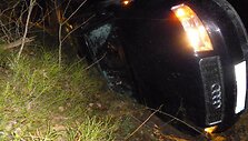 Apvirtęs kontrabandininkų automobilis &bdquo;Audi A4&ldquo;